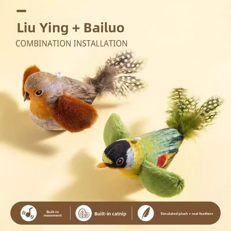 Juguete interactivo de pájaro con sonido para gatos