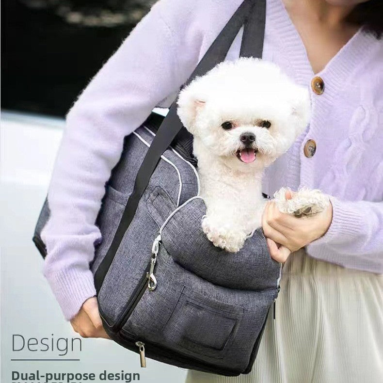 Asiento de coche para perros pequeños – Premium Gray Shoulder Strap