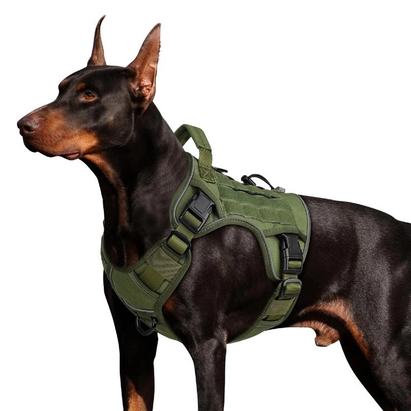 Arnés táctico con tiras reflectantes para perros