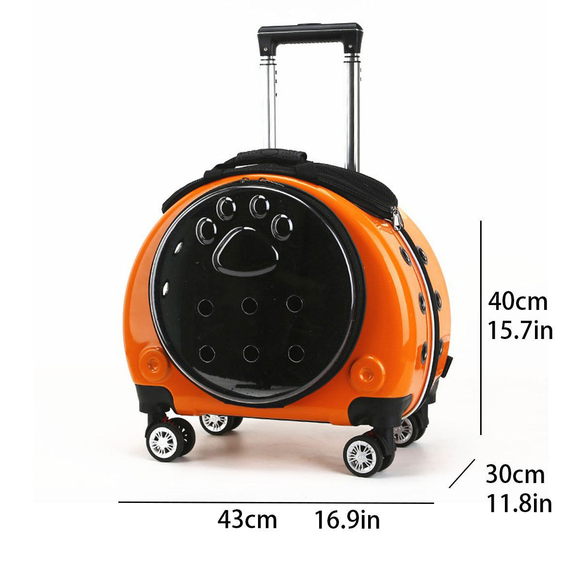 Transportín mochila transparente con ruedas para perros y gatos