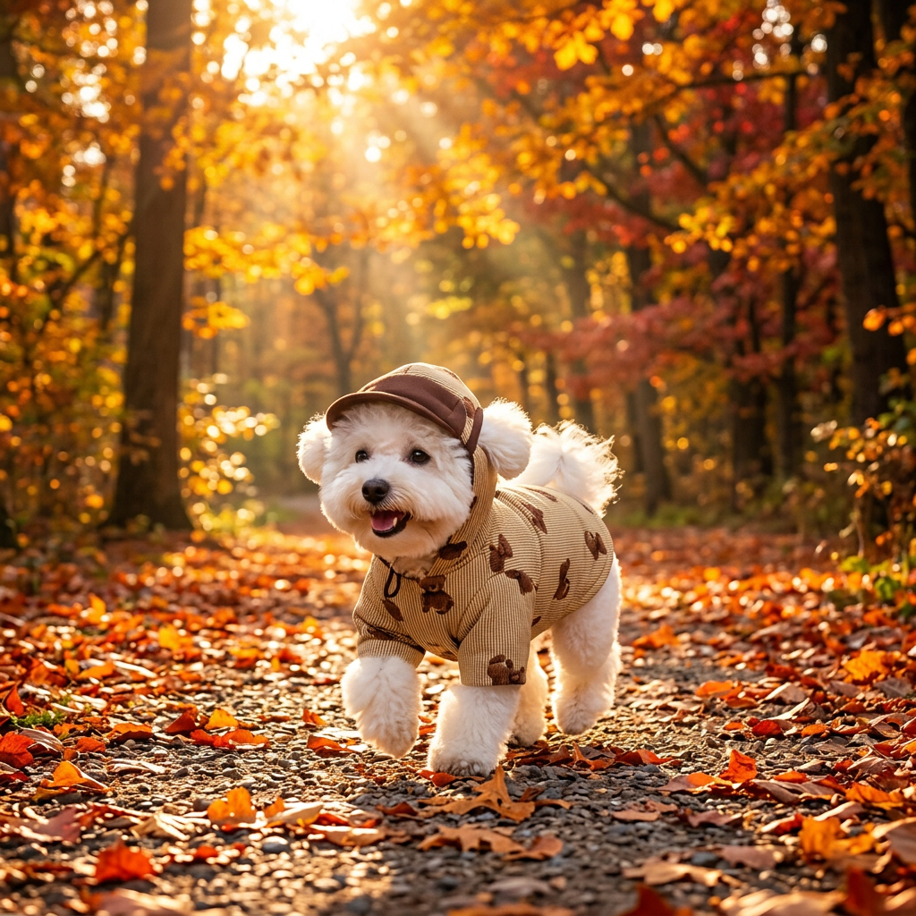 Abrigo con gorro para perro pequeño, estampado de ositos y anilla