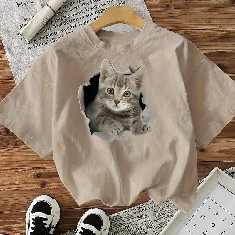 Camiseta de mujer con estampado de gatos