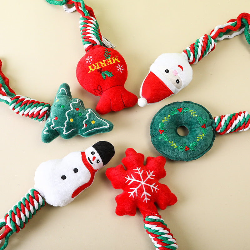 Juguete navideño de cuerda y peluche para perros y gatos