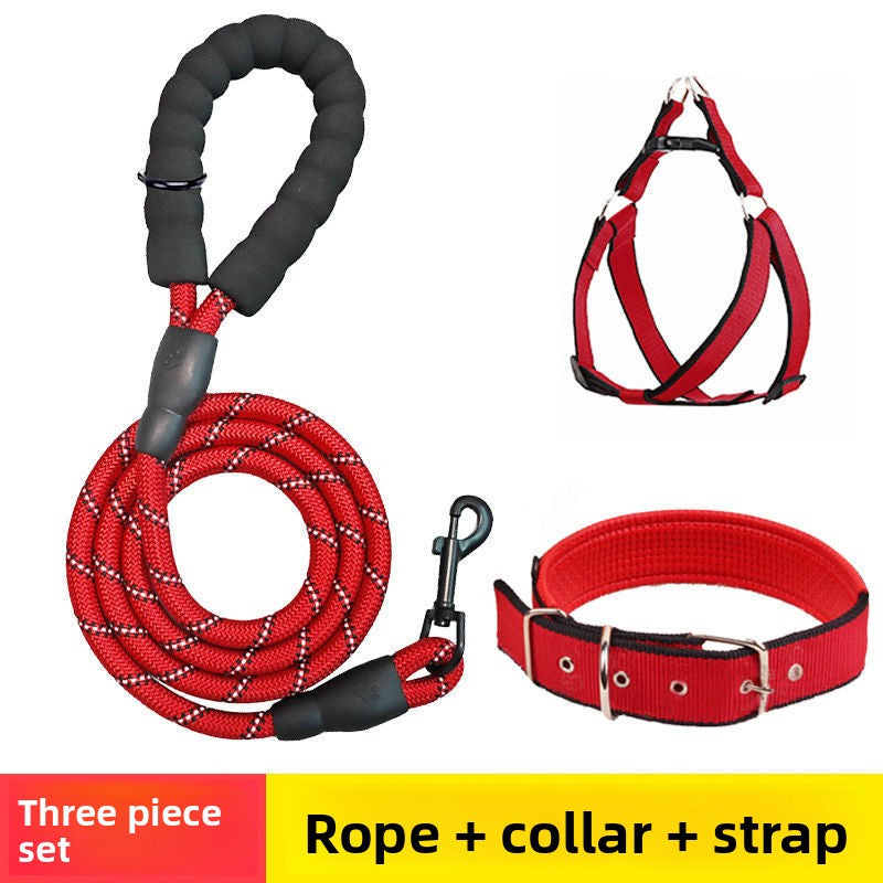 Set reflectante de collar, arnés y correa para perros