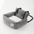 Asiento de coche acolchado de felpa para perros y gatos en color gris
