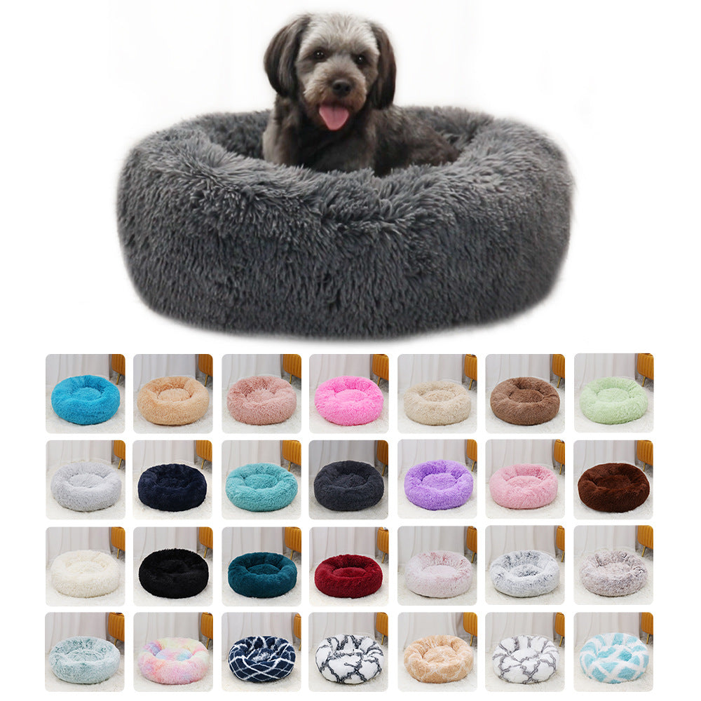 Cama nido redonda de felpa para perros y gatos