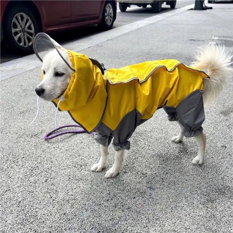 Chubasquero impermeable de cuatro patas con capucha para perros