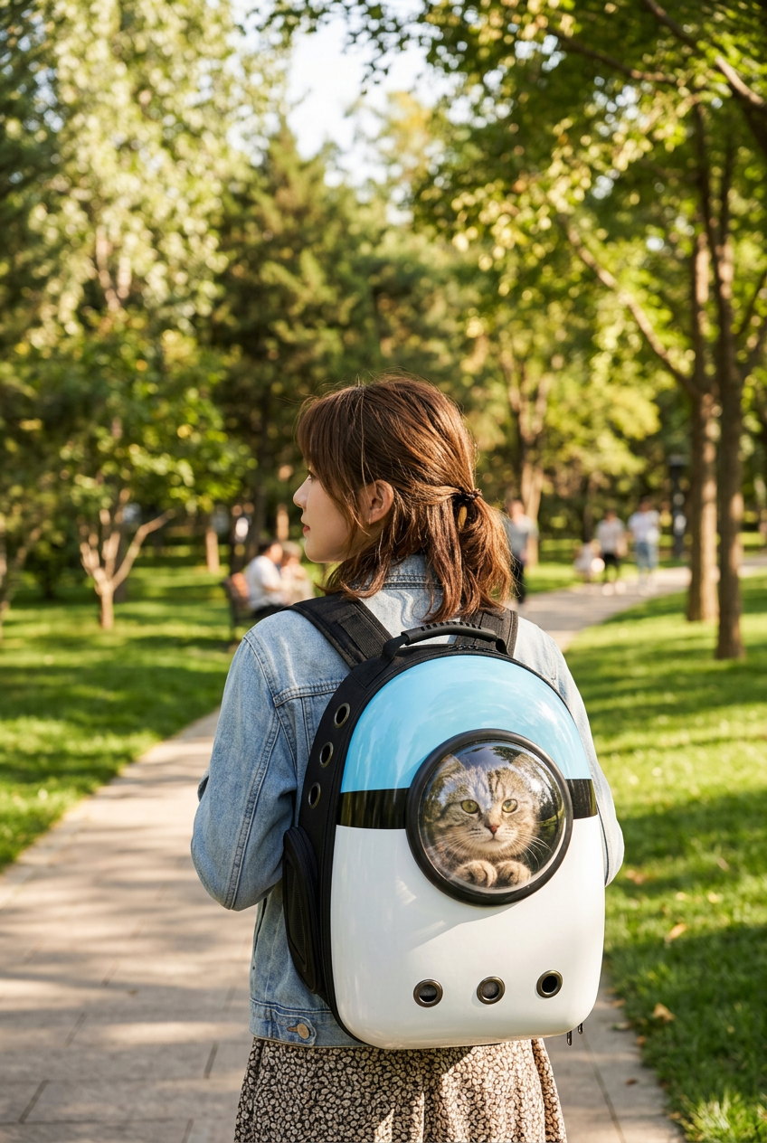 Mochila transportín con ventana burbuja para gatos y perros