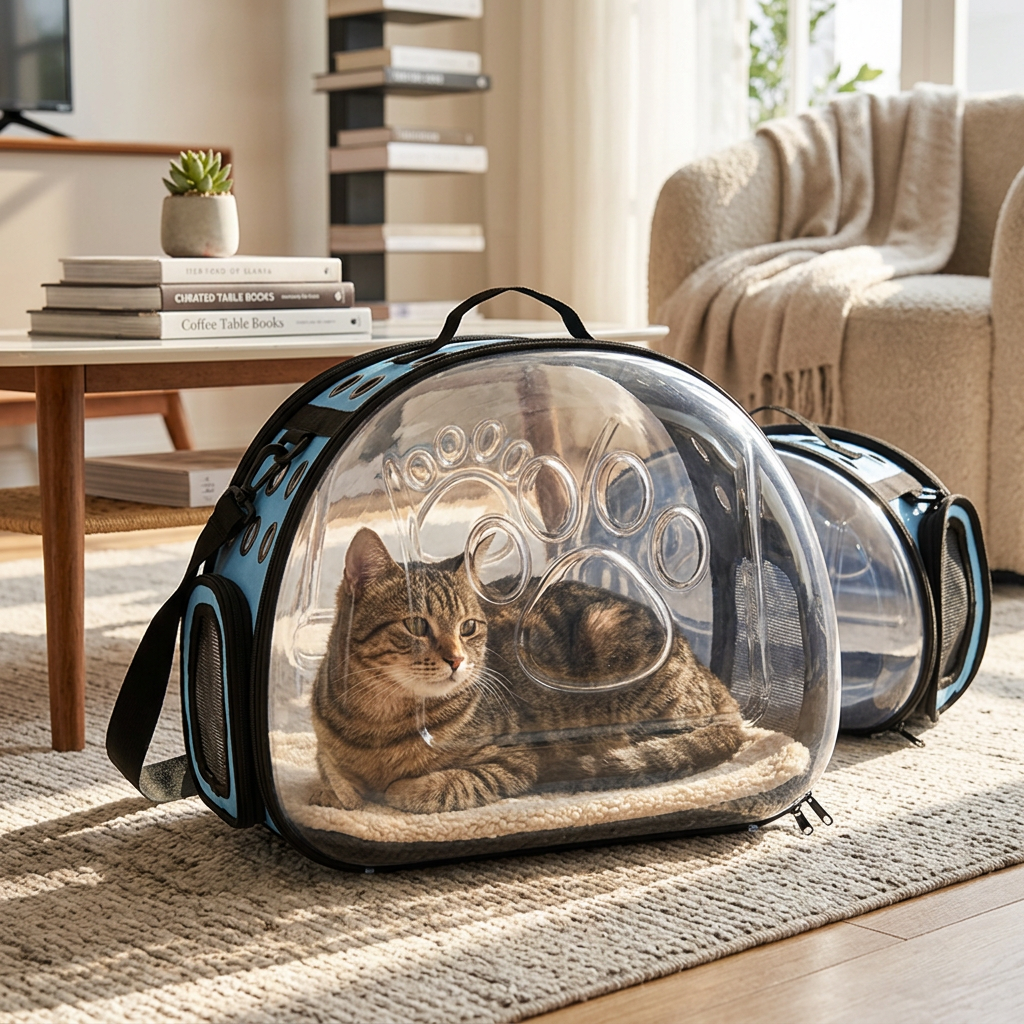 Transportín transparente para gatos y perros pequeños