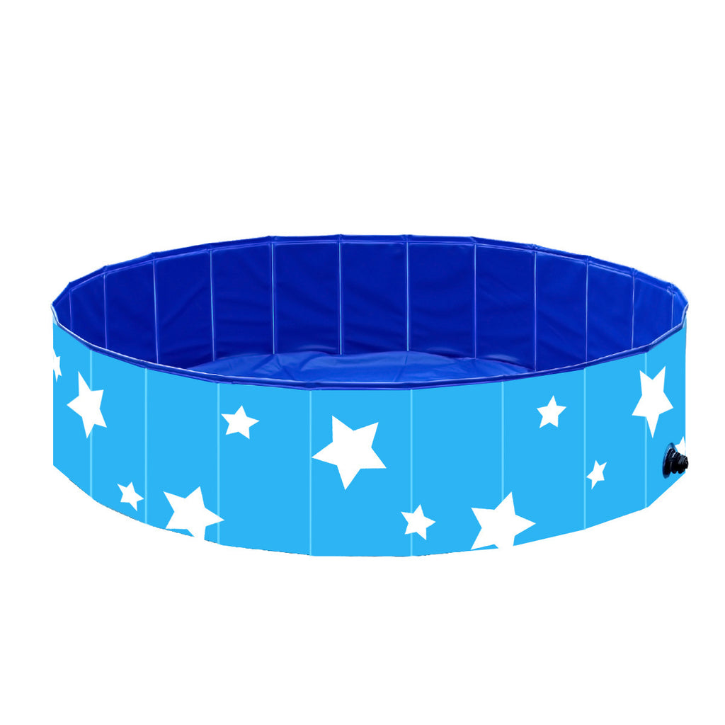 Bañera plegable portátil para perros y gatos – Azul estrellas
