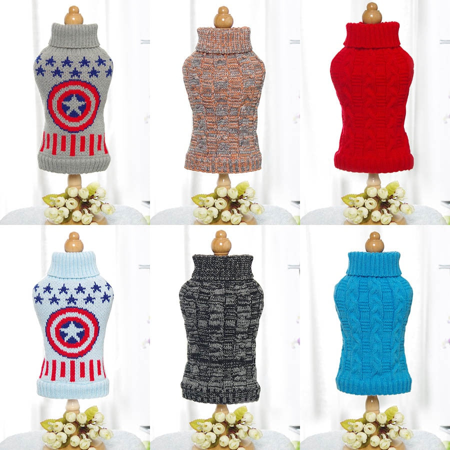 Jersey de punto de cuello alto para perros pequeños y gatos