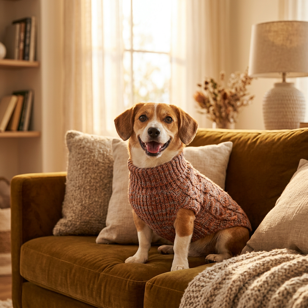 Jersey de punto de cuello alto para perros pequeños y gatos