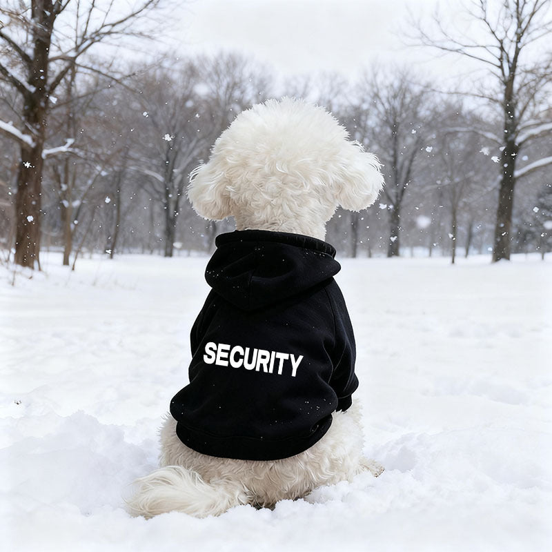 Sudadera de forro polar con capucha para perros y gatos – Negro SECURITY