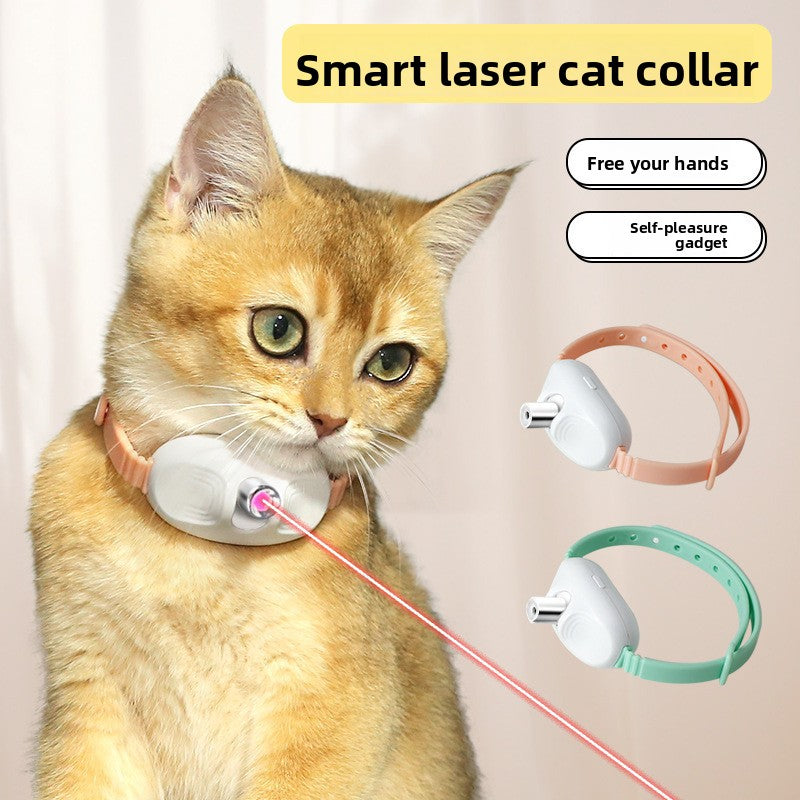 Collar láser interactivo para gatos con juguete de plumas