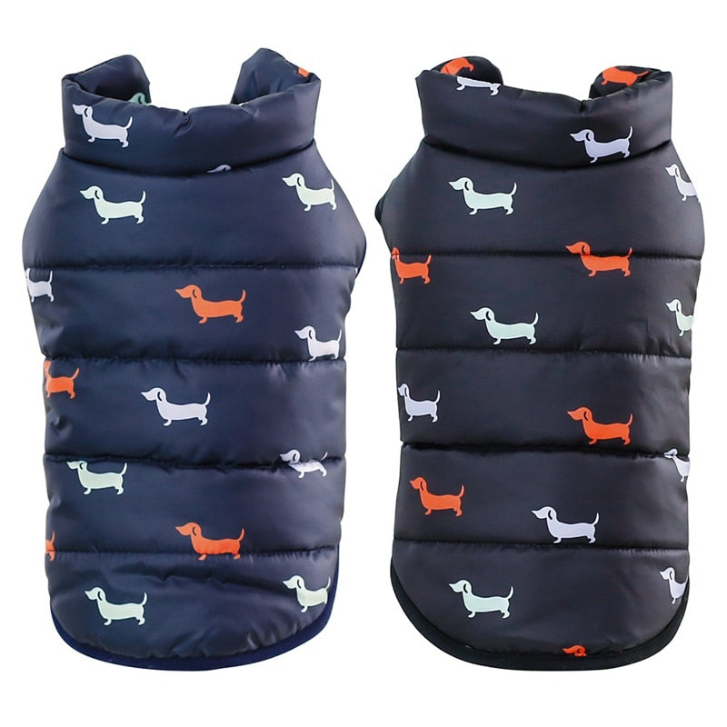 Abrigo acolchado de invierno para perros con cuello alto