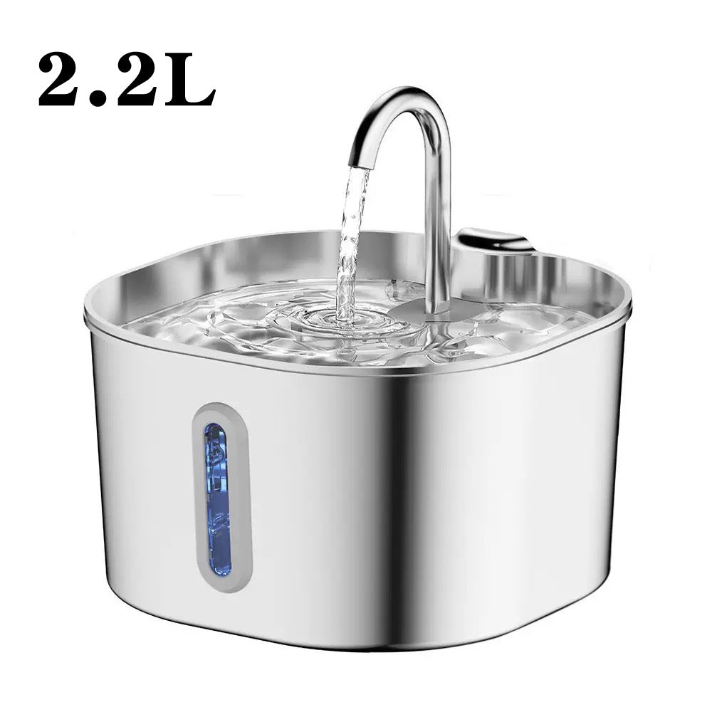 Fuente de agua de acero inoxidable 2,2 L para perros y gatos