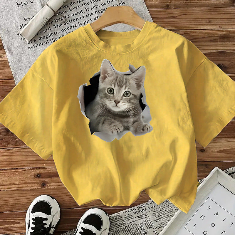 Camiseta de mujer con estampado de gatos
