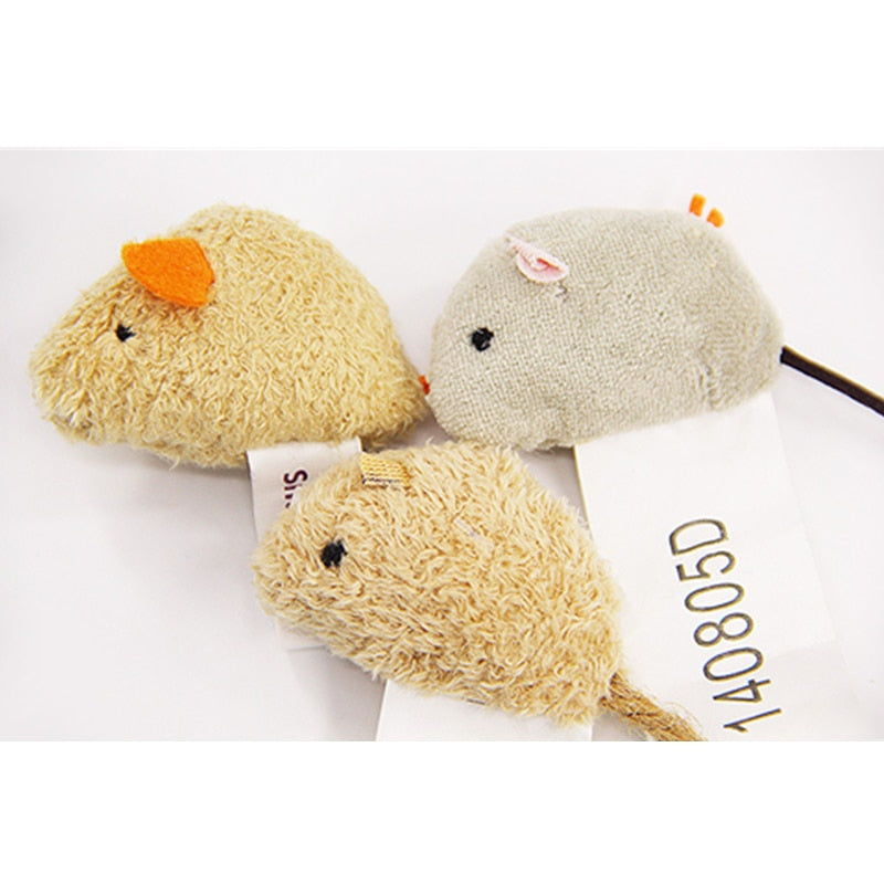 Pack de 3 juguetes de peluche con forma de ratón para gatos