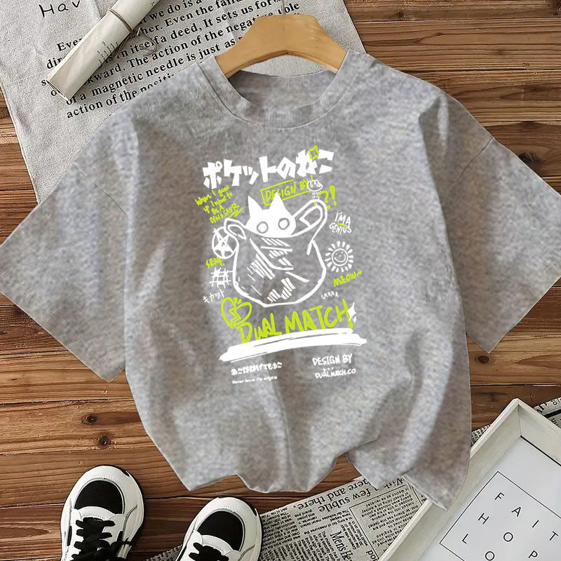 Camiseta de algodón con estampado de gatos