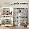 Parque modular de acero para gatos y conejos, 4 niveles