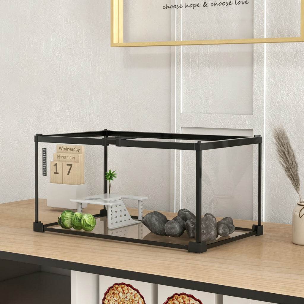Terrario de vidrio para tortugas y reptiles pequeños