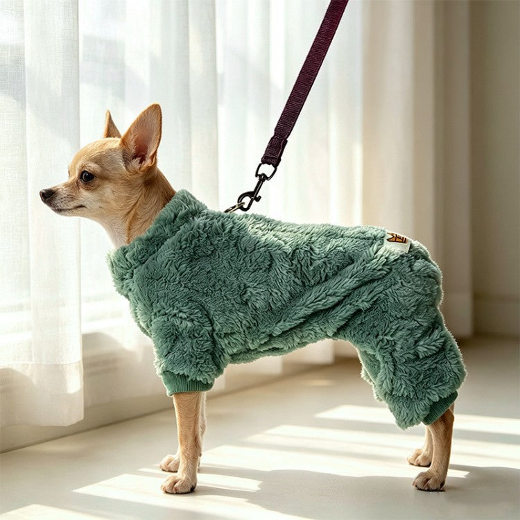 Mono de punto trenzado forrado de borreguito para perros