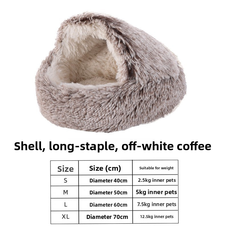 Cama mullida con forma de concha para perros y gatos