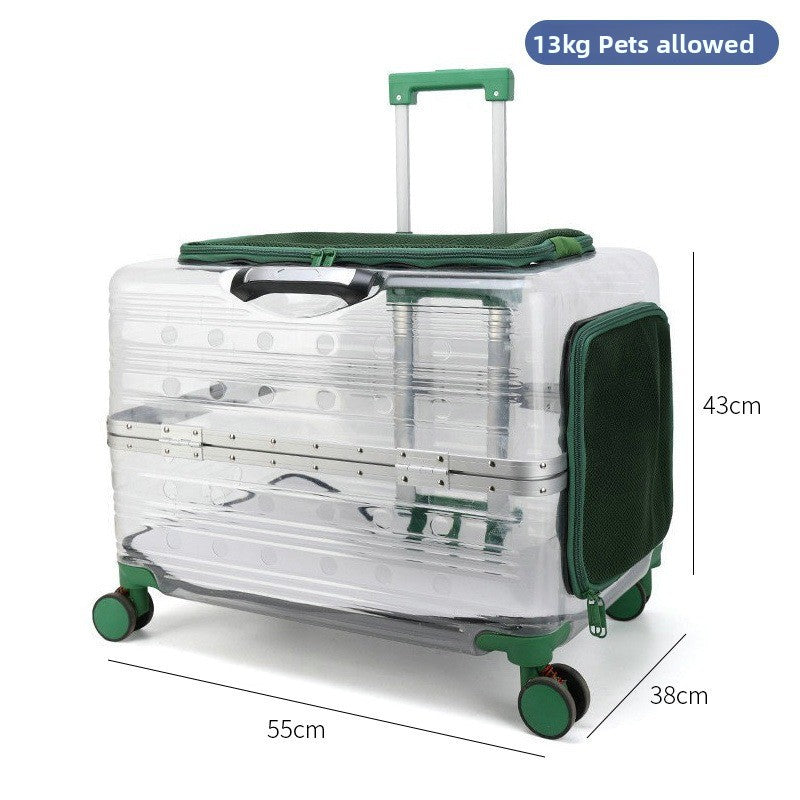 Transportín mochila transparente con ruedas para perros y gatos