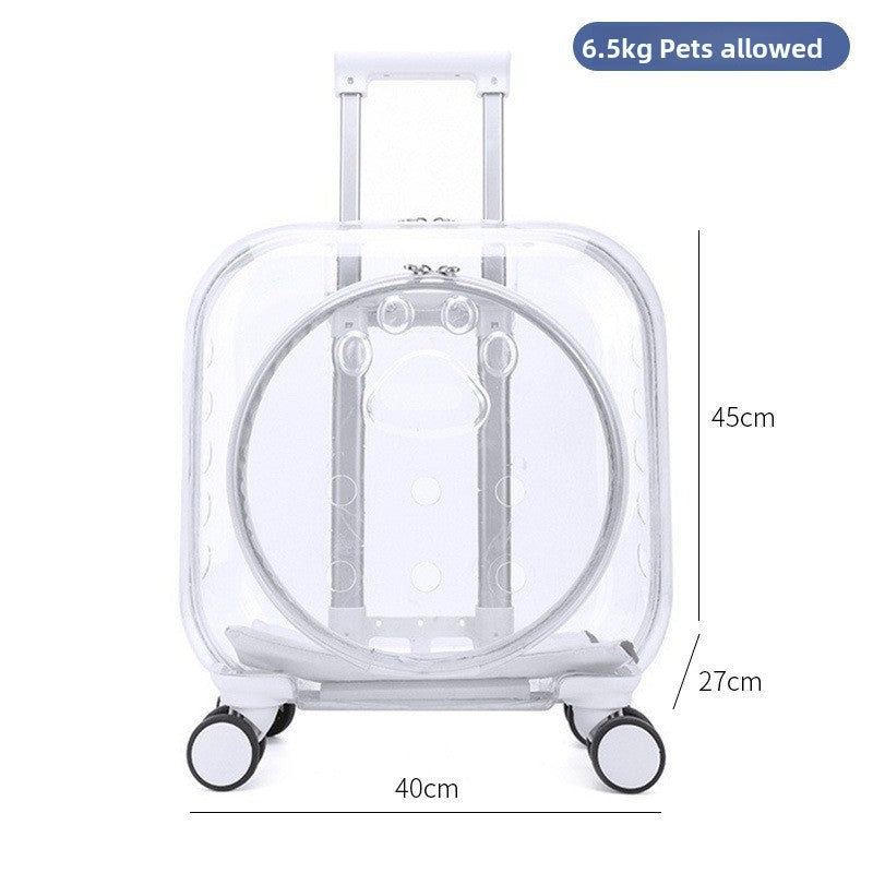 Transportín mochila transparente con ruedas para perros y gatos