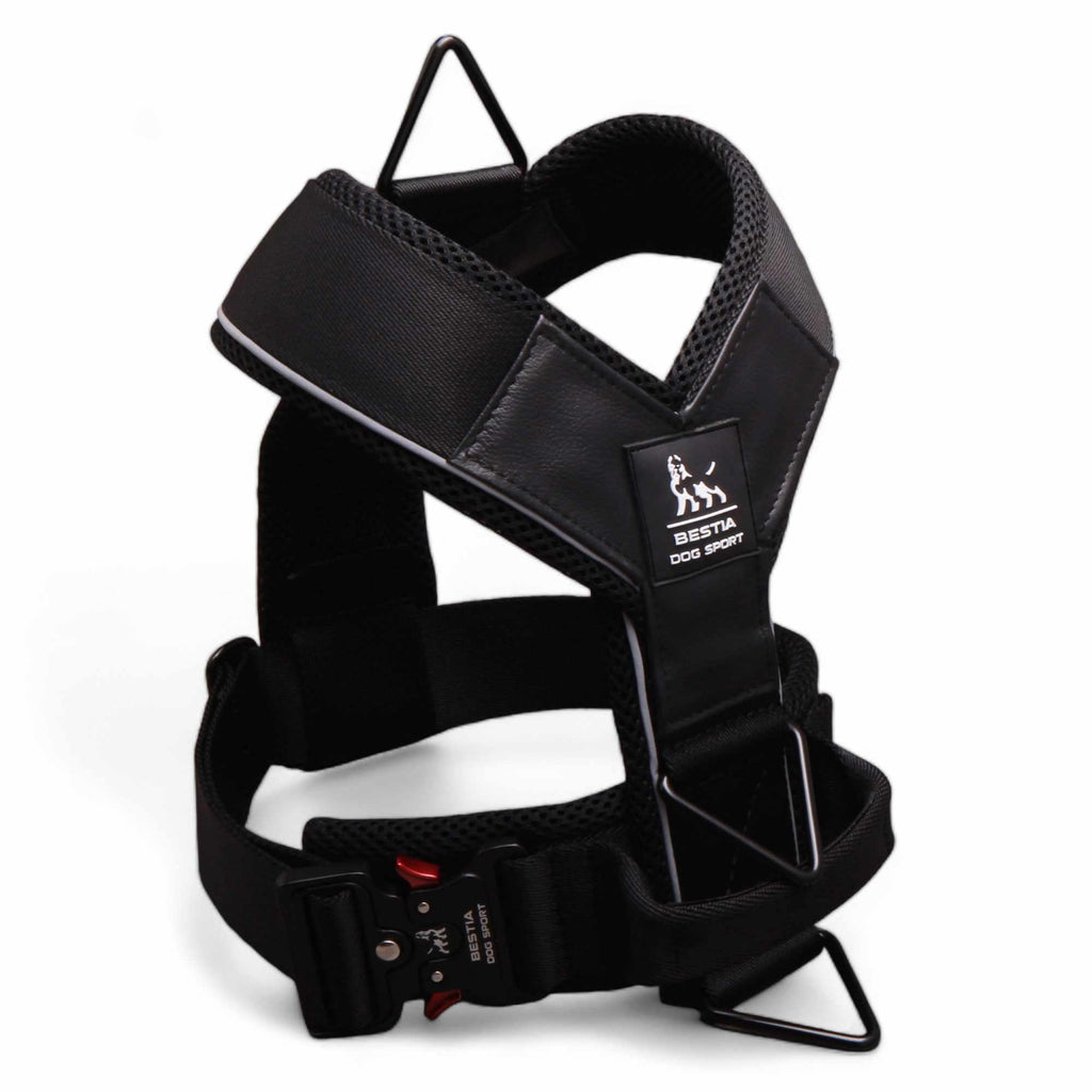 Arnés Bestia Dog Sport GripPro de alta resistencia en color negro