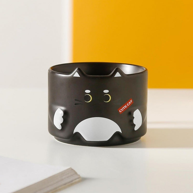 Taza de cerámica con gato de dibujos animados