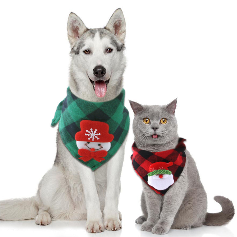 Bandana navideña de cuadros para perros y gatos