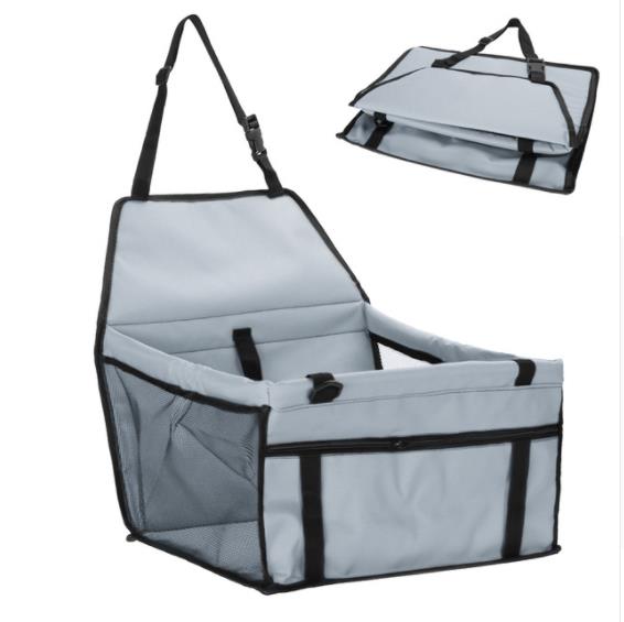 Asiento de coche plegable tipo bolsa con malla para perros y gatos en color gris