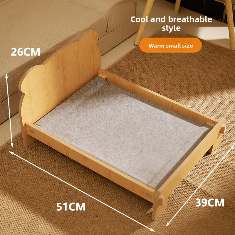 Cama elevada de madera para perros