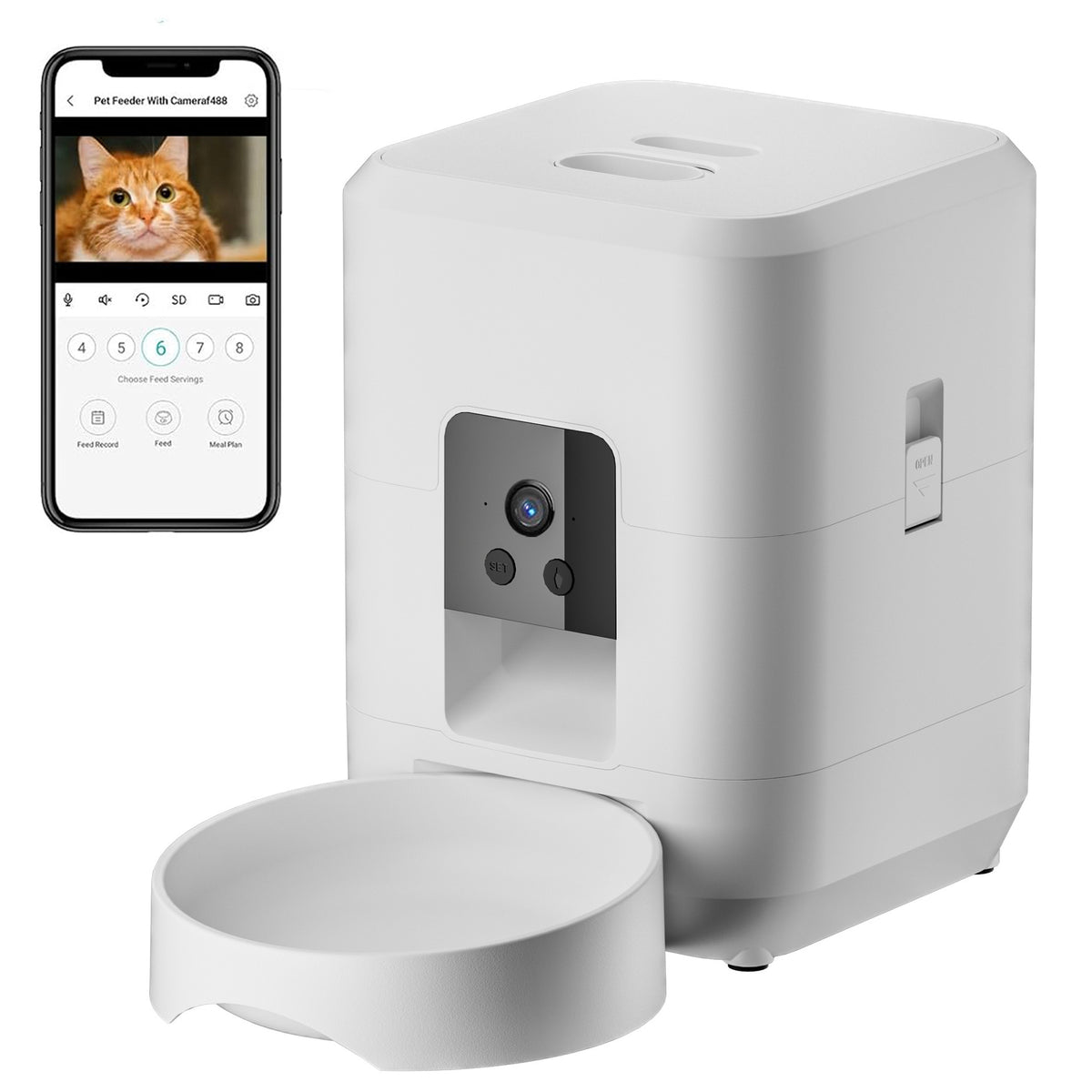 Comedero automático WiFi con cámara para perros y gatos