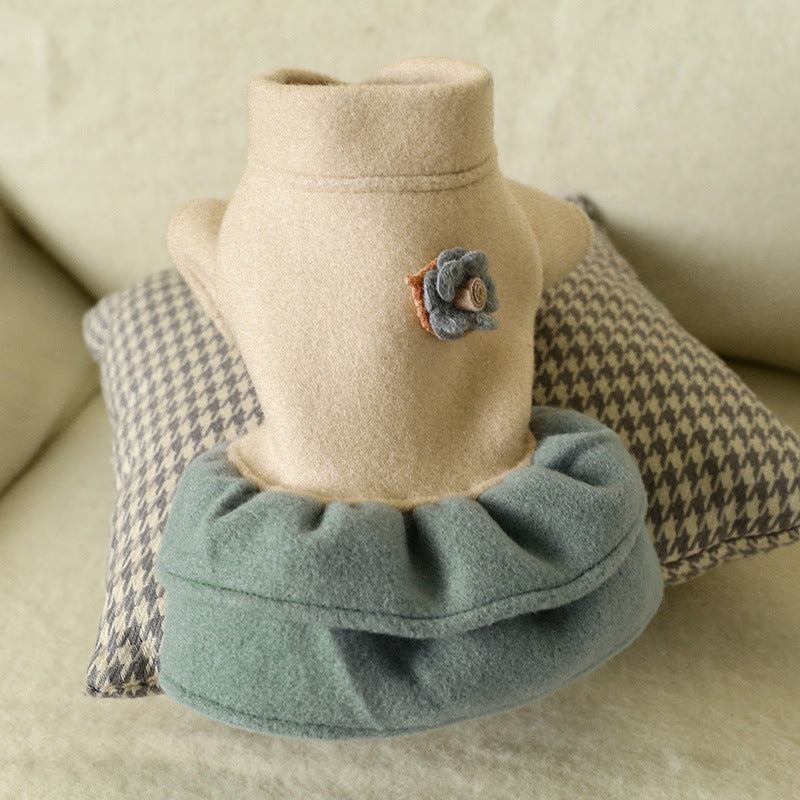 Vestido floral Pawsome Pets New York azul y beige