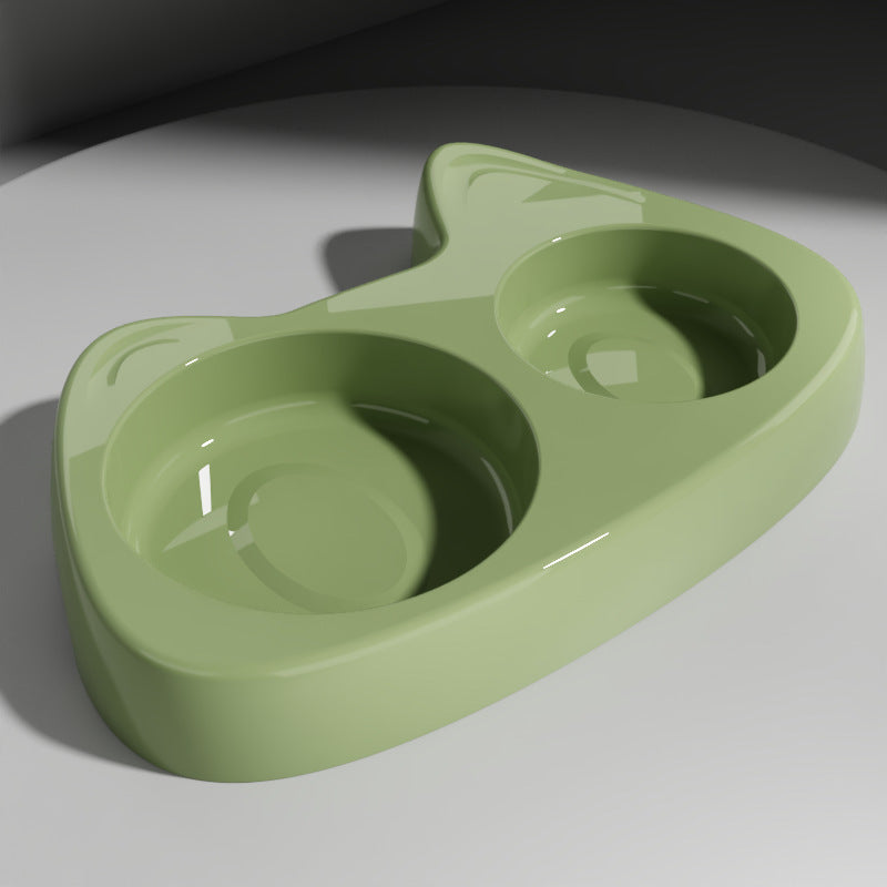 Comedero doble de acero inoxidable para perros y gatos – Doble cuenco verde