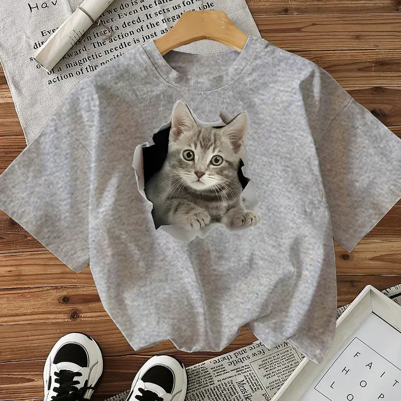 Camiseta de mujer con estampado de gatos