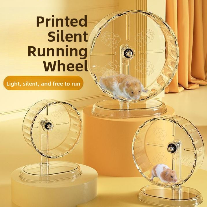 Rueda silenciosa de acrílico para hámster con soporte, 18 cm y 21 cm y 24 cm