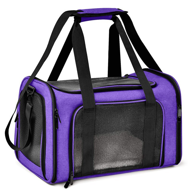 Transportín plegable y transpirable para perros y gatos en color morado