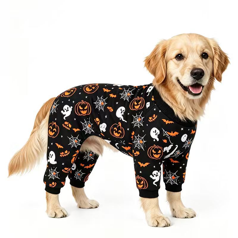 Pijama disfraz de Halloween con calabaza para perros y gatos
