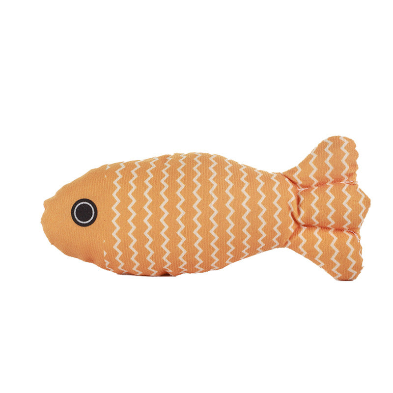 Pez de peluche con hierba gatera para morder y jugar