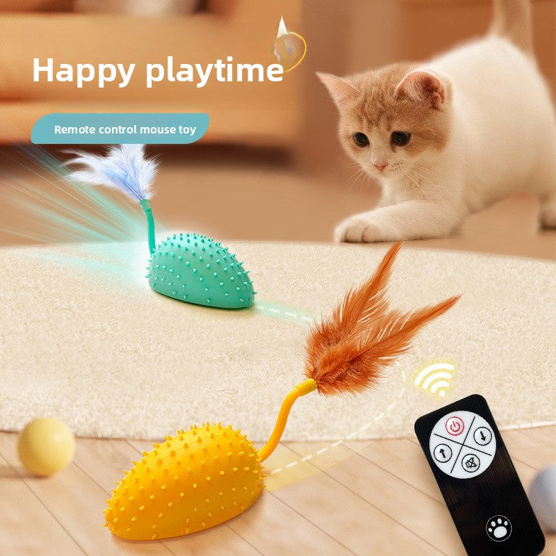 Ratón eléctrico de silicona con mando a distancia para gatos