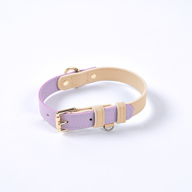 Collar de piel para perros y gatos, colores pastel