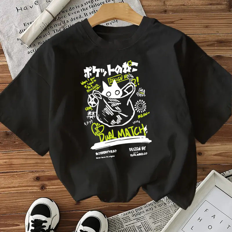Camiseta de algodón con estampado de gatos