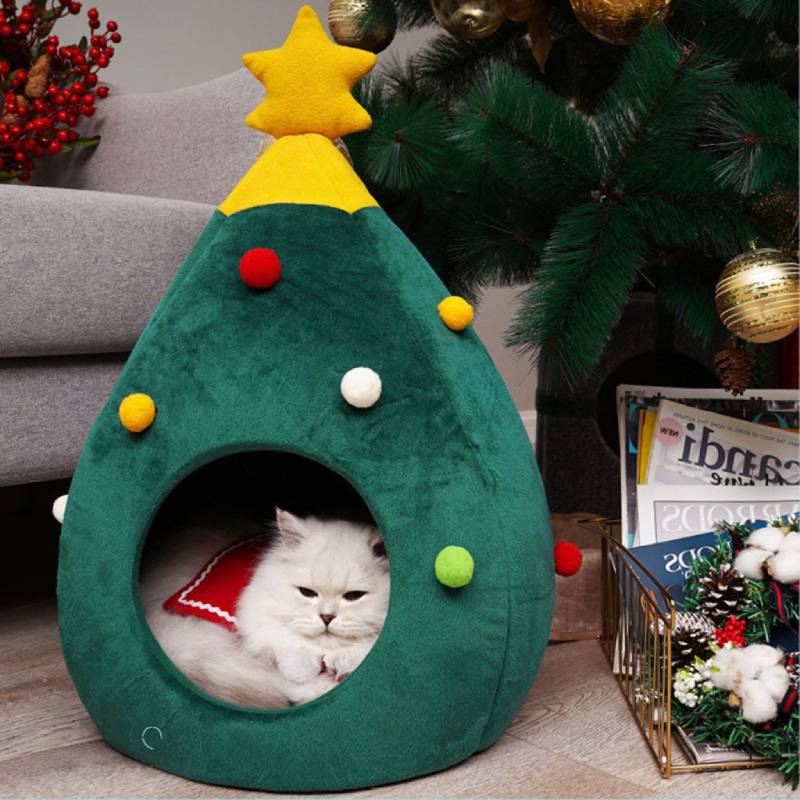 Cueva cama navideña para gatos y perros pequeños