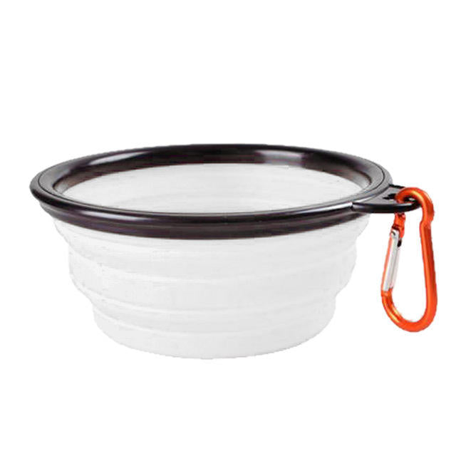 Cuenco plegable de silicona para perros y gatos con mosquetón