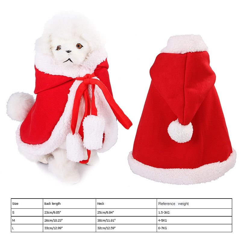 Capa navideña con capucha para perros y gatos