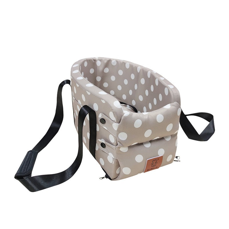 Cama elevadora para coche con correa de seguridad para perros – Wave dot style