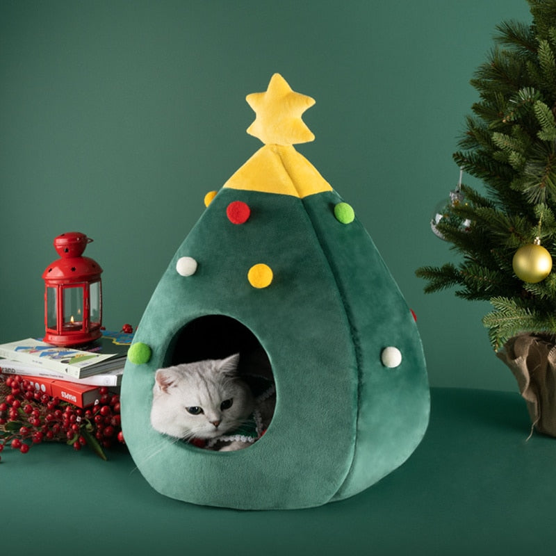 Cueva cama navideña para gatos y perros pequeños